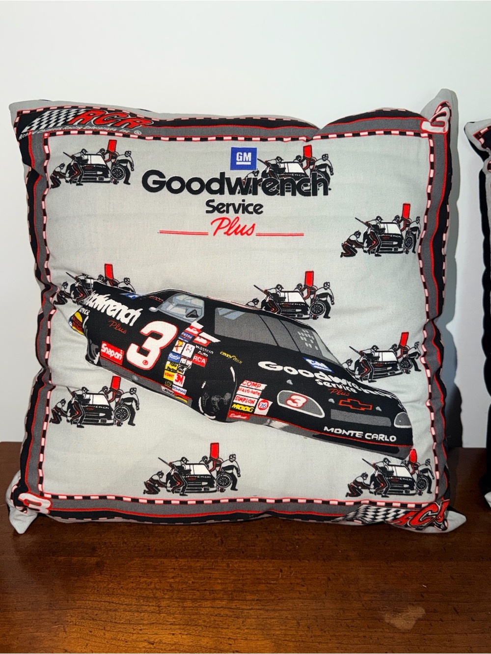 Goodwrench Service Plus Racing Throw Pillow - Black, Gray, Red Dale Earnhardt